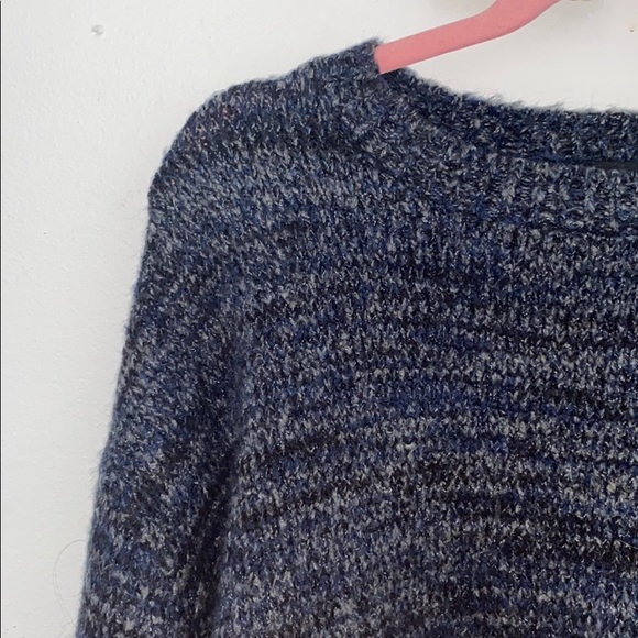 ZARA Wool Oversized Grandpa Boyfriend Sweater | marled Blue Knit Large - Picture 9 of 16